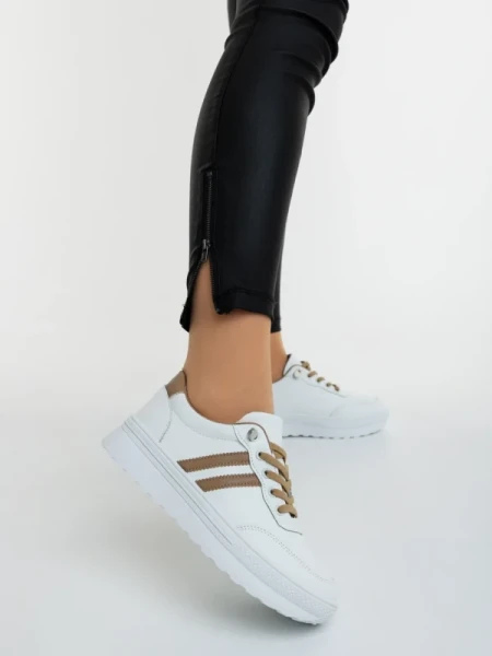 Anzara fehér és bézs női sportcipő ökológiai bőrből