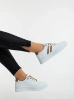 Anzara fehér és bézs női sportcipő ökológiai bőrből