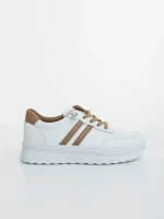 Anzara fehér és bézs női sportcipő ökológiai bőrből