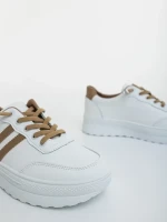 Anzara fehér és bézs női sportcipő ökológiai bőrből