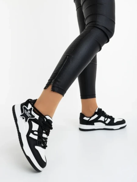 Serenza fekete fehér női sportcipő ökológiai bőrből