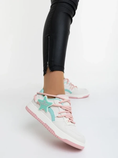 Serenza rózsaszin és kék női sportcipő ökológiai bőrből