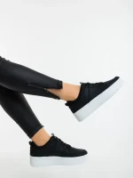 Sikara fekete fehér női sportcipő ökológiai bőrből