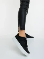 Sikara fekete fehér női sportcipő ökológiai bőrből