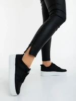 Sikara fekete fehér női sportcipő ökológiai bőrből