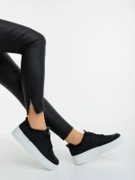 Sikara fekete fehér női sportcipő ökológiai bőrből