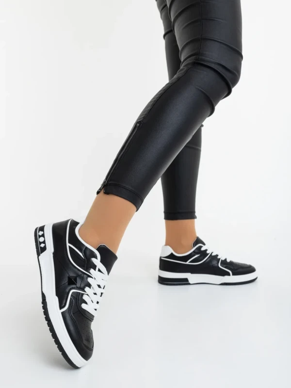 Dachara fekete fehér női sportcipő ökológiai bőrből