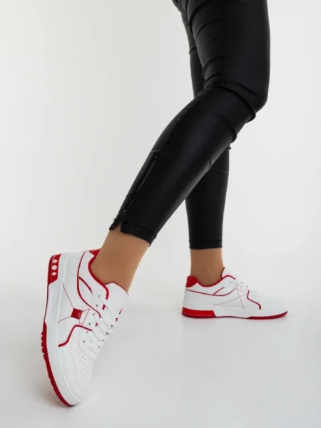 Dachara fehér és piros női sportcipő ökológiai bőrből