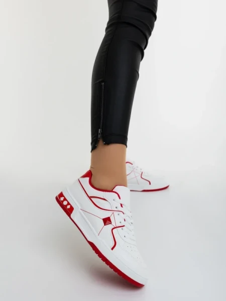 Dachara fehér és piros női sportcipő ökológiai bőrből