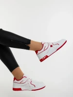 Dachara fehér és piros női sportcipő ökológiai bőrből