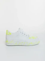 Safara fehér és neon zöld női sportcipő ökológiai bőrből