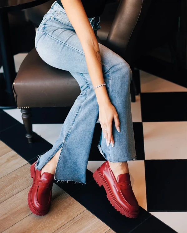 Sumira gránátszinű női félcipő ökológiai bőrből