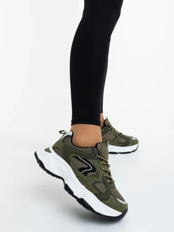 Nuzia zöld női sportcipő ökológiai bőrből és textil anyagból