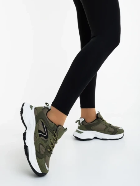 Nuzia zöld női sportcipő ökológiai bőrből és textil anyagból