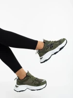 Nuzia zöld női sportcipő ökológiai bőrből és textil anyagból