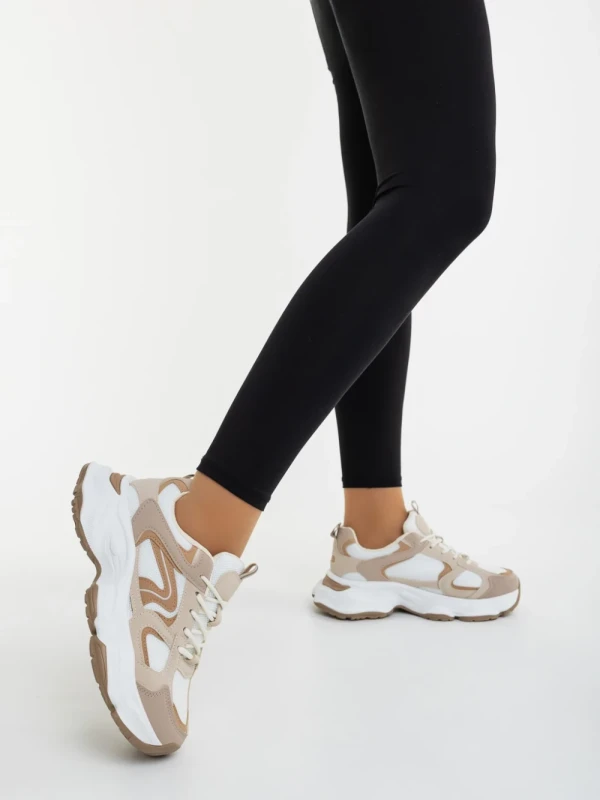 Nuzia bézs női sportcipő ökológiai bőrből és textil anyagból