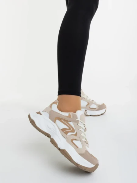 Nuzia bézs női sportcipő ökológiai bőrből és textil anyagból