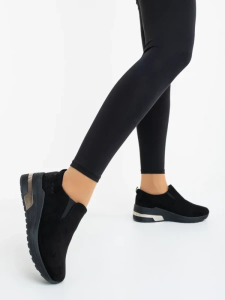 Zaruka fekete női sportcipő textil anyagból