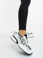 Lotiva fekete fehér női sportcipő ökológiai bőrből és textil anyagból