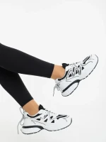 Lotiva fekete fehér női sportcipő ökológiai bőrből és textil anyagból