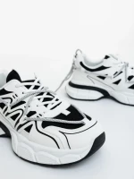 Lotiva fekete fehér női sportcipő ökológiai bőrből és textil anyagból