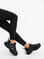 Lotiva fekete női sportcipő ökológiai bőrből és textil anyagból