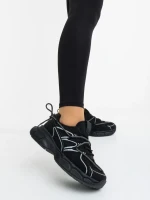 Lotiva fekete női sportcipő ökológiai bőrből és textil anyagból