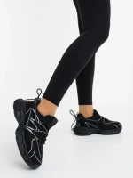 Lotiva fekete női sportcipő ökológiai bőrből és textil anyagból