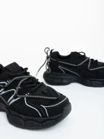 Lotiva fekete női sportcipő ökológiai bőrből és textil anyagból