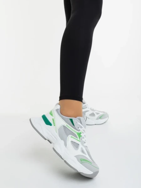 Zehara fehér és zöld női sportcipő ökológiai bőrből és textil anyagból