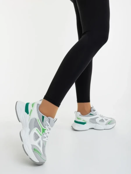 Zehara fehér és zöld női sportcipő ökológiai bőrből és textil anyagból