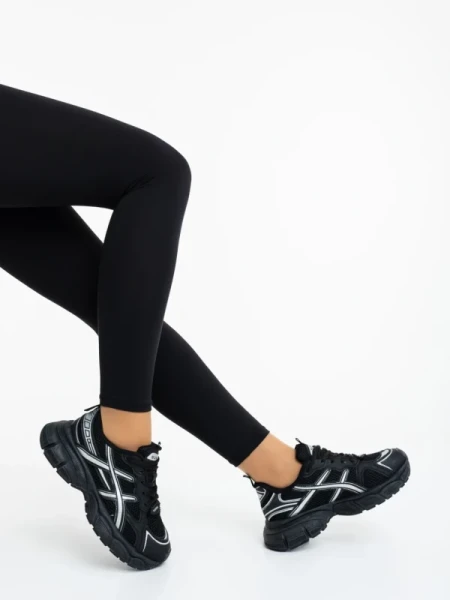 Elle fekete női sportcipő ökológiai bőrből és textil anyagból