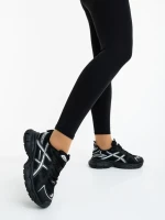 Elle fekete női sportcipő ökológiai bőrből és textil anyagból