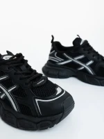 Elle fekete női sportcipő ökológiai bőrből és textil anyagból