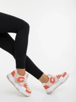 Demana bézs és narancssárga női sportcipő ökológiai bőrből és textil anyagból