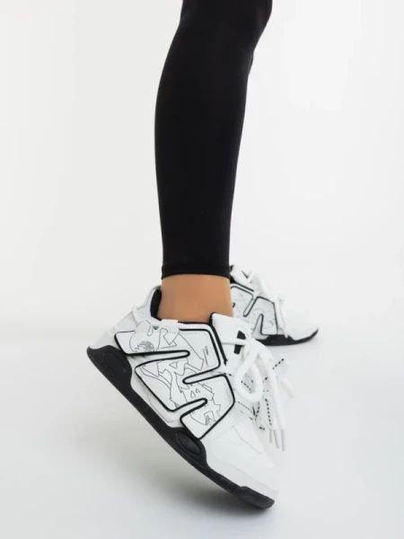 Osiana fekete fehér női sportcipő ökológiai bőrből