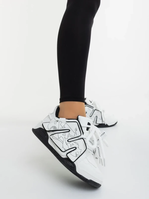 Osiana fekete fehér női sportcipő ökológiai bőrből