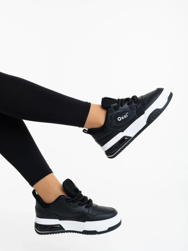 Aresia fekete fehér női sportcipő ökológiai bőrből