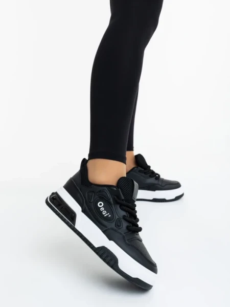 Aresia fekete fehér női sportcipő ökológiai bőrből