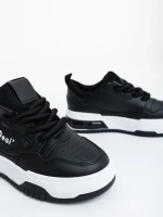 Aresia fekete fehér női sportcipő ökológiai bőrből