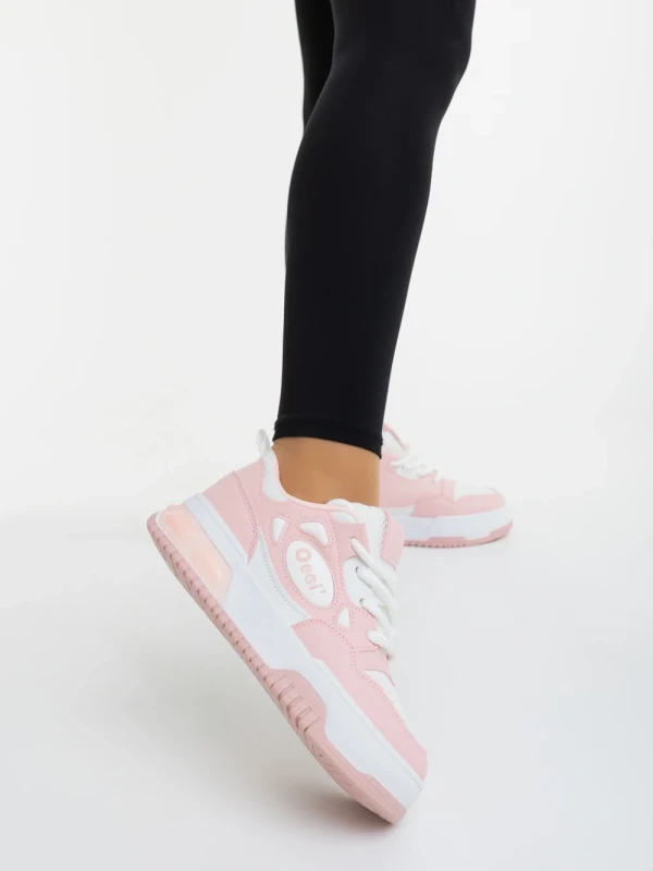 Aresia rózsaszin és fehér női sportcipő ökológiai bőrből