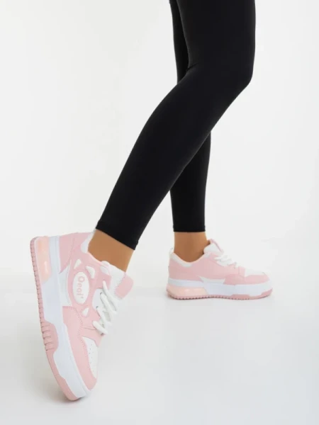 Aresia rózsaszin és fehér női sportcipő ökológiai bőrből