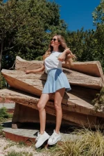 Sindria fehér női sportcipő ökológiai bőrből és textil anyagból