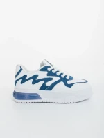 Sindria fehér és kék női sportcipő ökológiai bőrből és textil anyagból