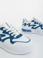 Sindria fehér és kék női sportcipő ökológiai bőrből és textil anyagból