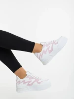 Sindria fehér és rózsaszin női sportcipő ökológiai bőrből és textil anyagból