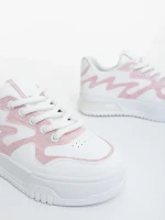 Sindria fehér és rózsaszin női sportcipő ökológiai bőrből és textil anyagból