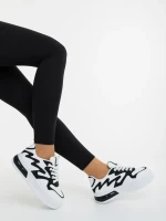 Sindria fekete fehér női sportcipő ökológiai bőrből és textil anyagból