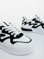 Sindria fekete fehér női sportcipő ökológiai bőrből és textil anyagból