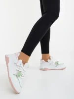 Lalona fehér és rózsaszin női sportcipő ökológiai bőrből és textil anyagból